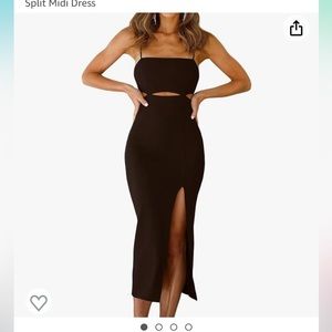 Women Sexy Backless Party Dress Bodycon Side Split Midi Dress.